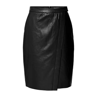 Milano Italy • zwarte faux leather overslag rok
