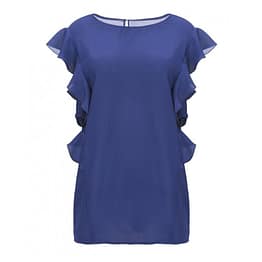 Pinko • blauwe zijden top Coronet met ruches