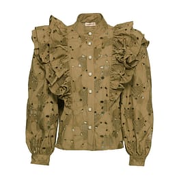 Custommade • kaki blouse met ruches