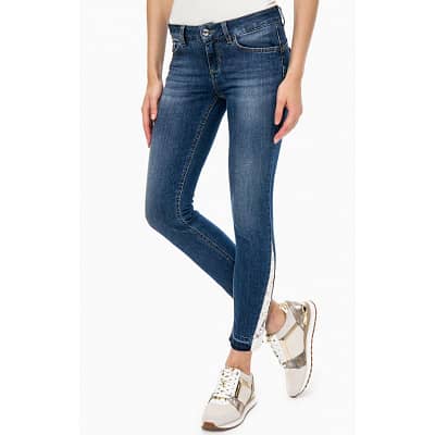 Liu Jo • blauwe slim fit jeans Monroe met wit kant