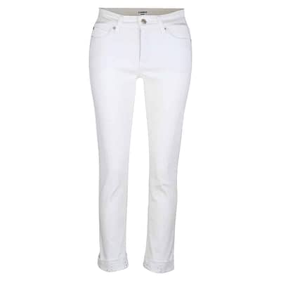Cambio • witte Paris Cropped jeans met opengewerkte zoom