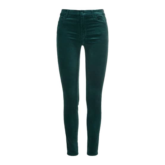 7 for all Mankind • groene fluwelen HW skinny jeans