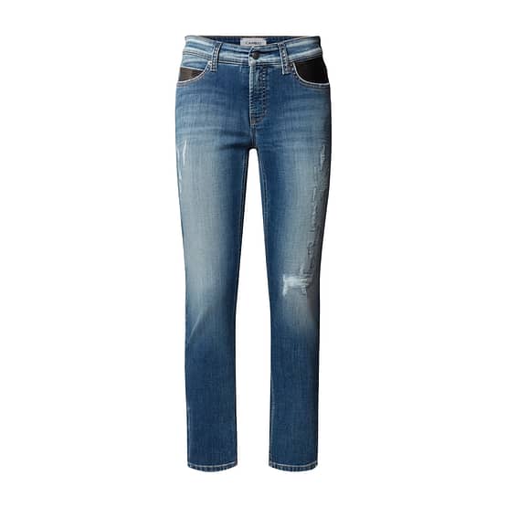 Cambio • blauwe Paris Cropped jeans met beschadigingen