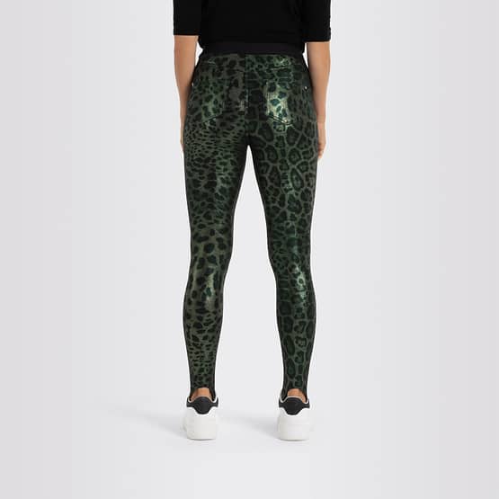 MAC • groene glimmende legging met leo print