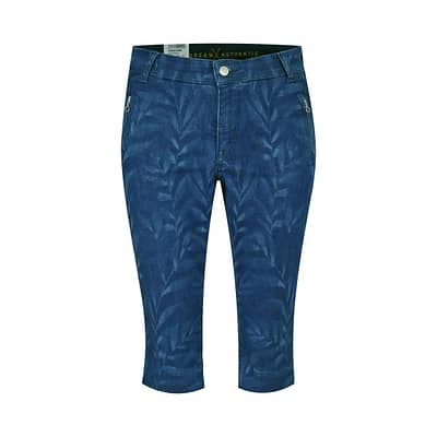 MAC • blauwe DREAM Capri jeans met bladeren print