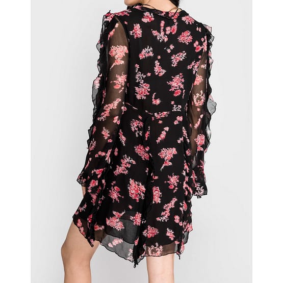 Pinko • zwarte jurk met roze bloemen