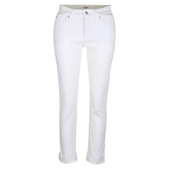 Cambio • witte Paris Cropped jeans met opengewerkte zoom