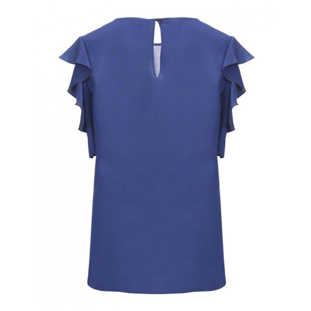 Pinko • blauwe zijden top Coronet met ruches