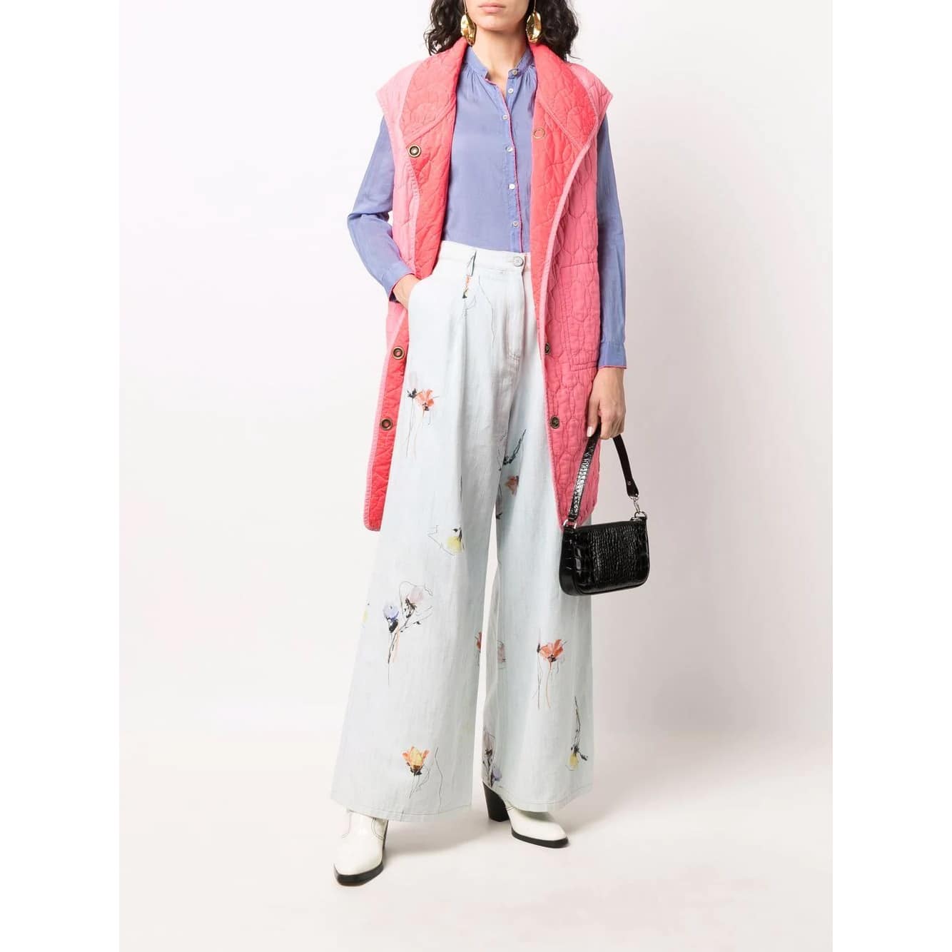 Forte_Forte • lang gewatteerd gilet in roze