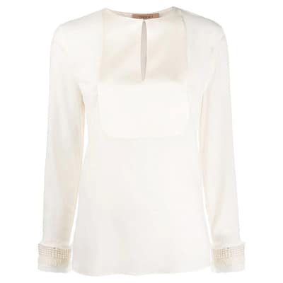 Twinset • sneeuw witte blouse met parels