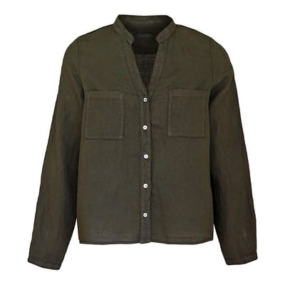 Backstage • linnen blouse in dark olive