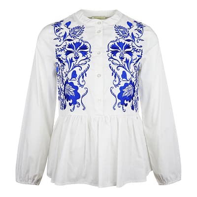 Verysimple • witte tuniek met blauw borduursel