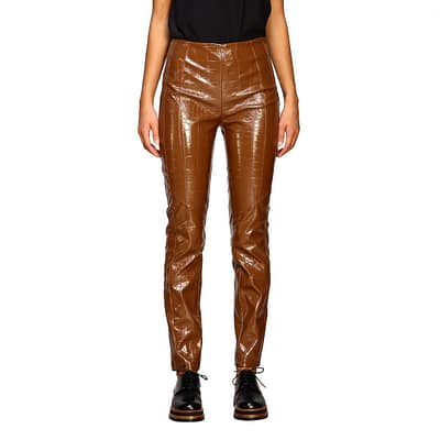 Pinko • bruine lakleren pantalon