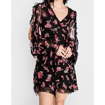 Pinko • zwarte jurk met roze bloemen
