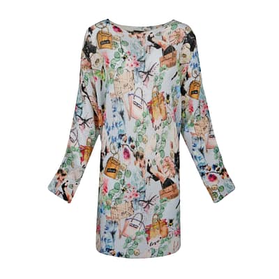 Princess goes Hollywood • fijn gebreide jurk met bloemen en tassen