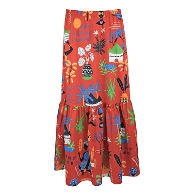 Verysimple • rood bruine maxi rok Africa
