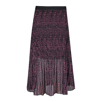 Heartkiss • midi plissé rok in zwart en roze