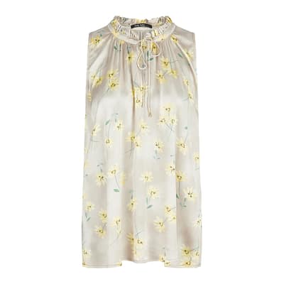 Marc Aurel • satijnen top met gele bloemen