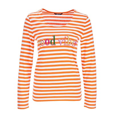 Princess goes Hollywood • oranje wit gestreept t-shirt good vibes