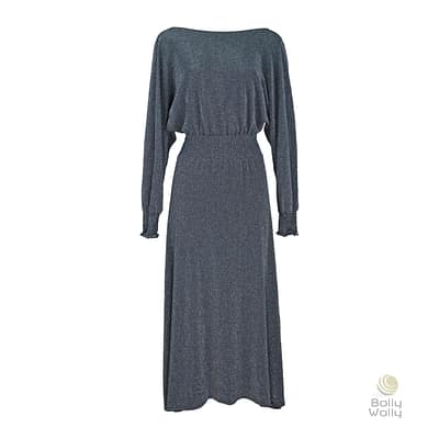 Ibana • zwart zilveren midi jurk met open rug