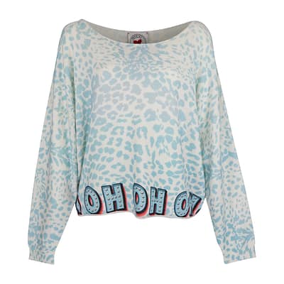 Frogbox • wollen trui met blauwe luipaard print