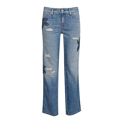 Cambio • blauwe Paris straight ancle jeans bloem