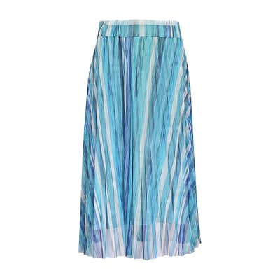 Frogbox • gestreepte midi rok blauw
