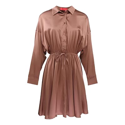 Janice • bruine zijden jurk Aaron