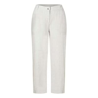 MAC • lichtgrijze linnen Nora cropped broek