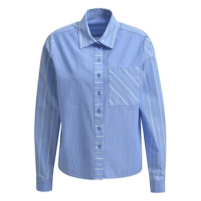 Milano Italy • blauwe gestreepte blouse