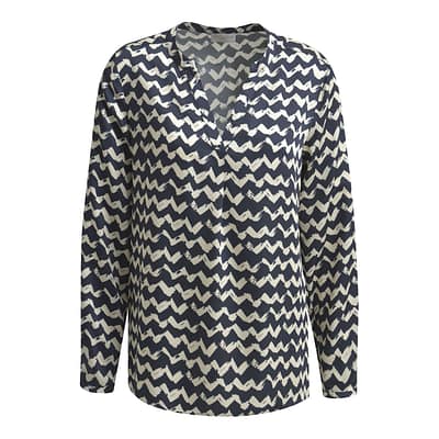 Milano Italy • blauwe blouse zigzag motief
