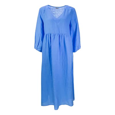 Princess goes Hollywood • blauwe linnen jurk