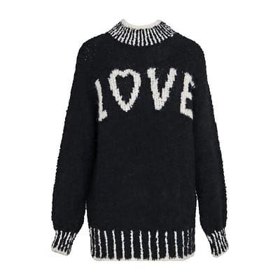 Frogbox • wollen love trui zwart wit