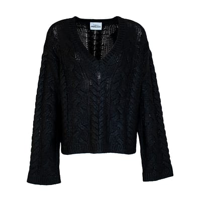 Frogbox • zwarte wollen kabeltrui coated