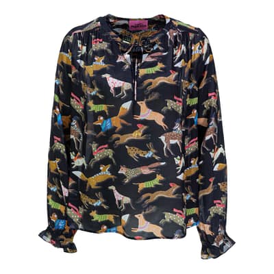 Frogbox • zwarte blouse animals