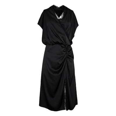 Marc Aurel • zwarte satijnen jurk met kant