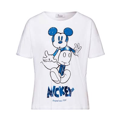 Princess goes Hollywood • wit t-shirt met een metalic blauwe Mickey Mouse