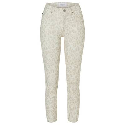 Cambio Jeans • ecru Paris Cropped jeans met luipaard print