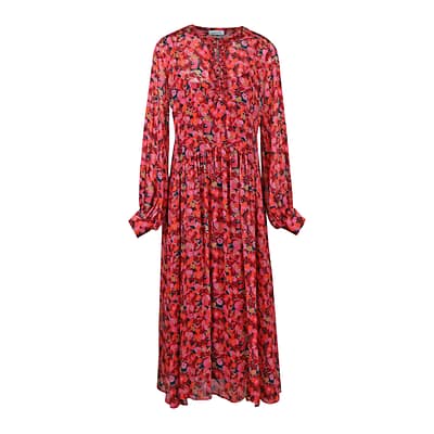 Louis and Mia • rood met roze maxi jurk