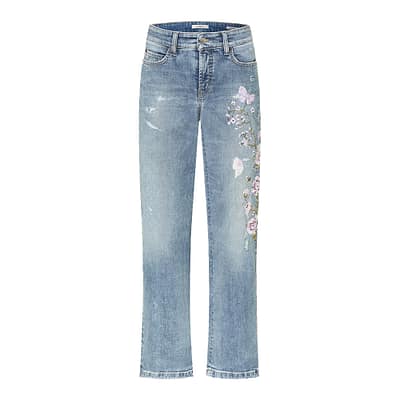 Cambio • blauwe Paris Straight Ancle jeans flower
