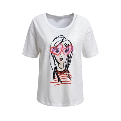 Milano Italy • wit t-shirt dame roze bril