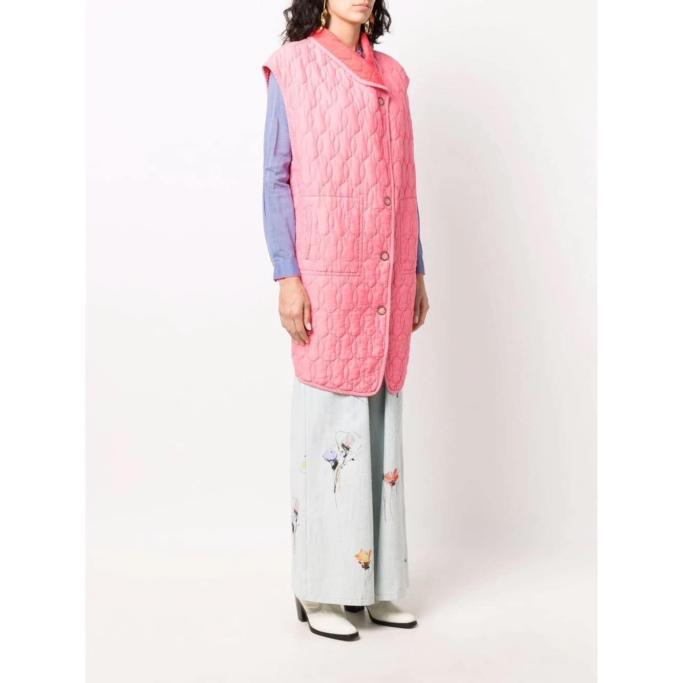 Forte_Forte • lang gewatteerd gilet in roze