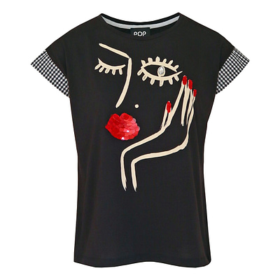 Verysimple • zwart t-shirt met knipogende dame