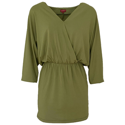 Enolah • olijf groene jurk met V-hals