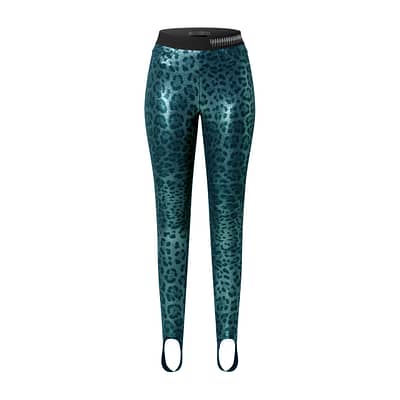 MAC • blauw groene glimmende legging met leo print