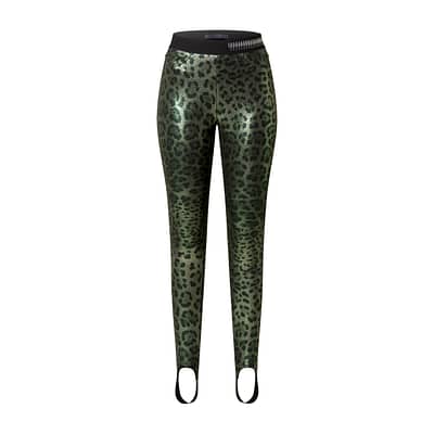 MAC • groene glimmende legging met leo print