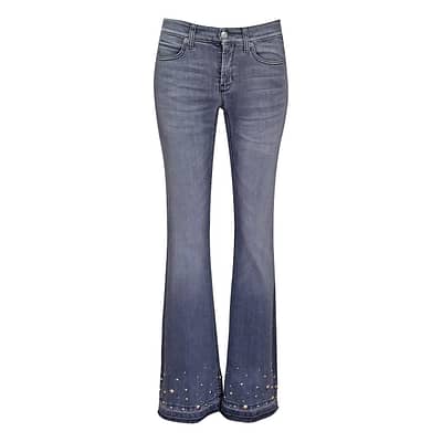 Cambio • lichtgrijze Paris flared jeans studs