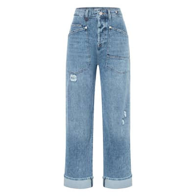 MAC • blauwe Baggy straight jeans destroy
