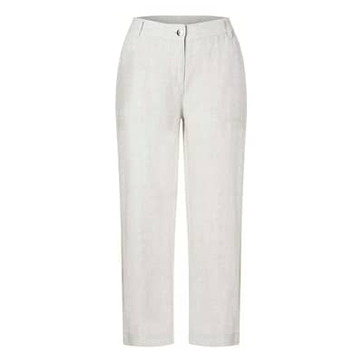 MAC • lichtgrijze linnen Nora cropped broek