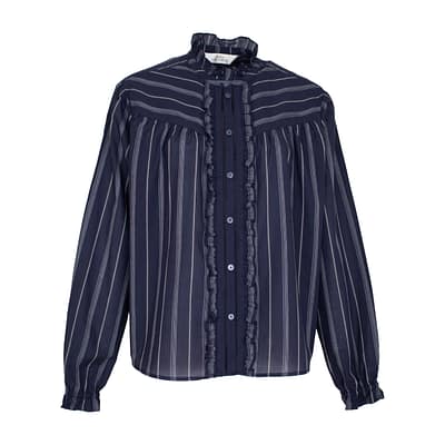 Max Volmáry • donkerblauwe blouse met ruches